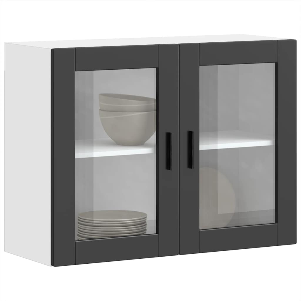 Kitchen Wall Cabinet with Glass Door Porto Black
